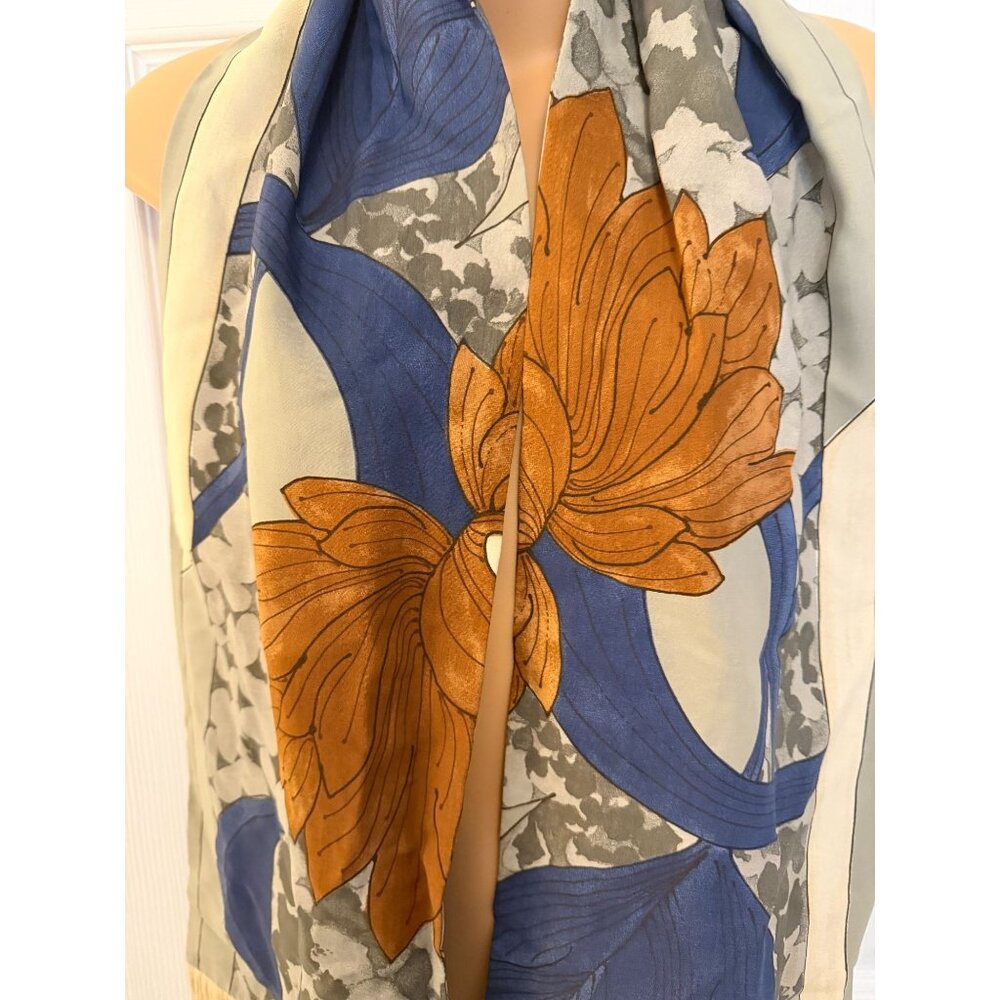 Fringed Rectangular Scarf Reversible Two Differen… - image 2